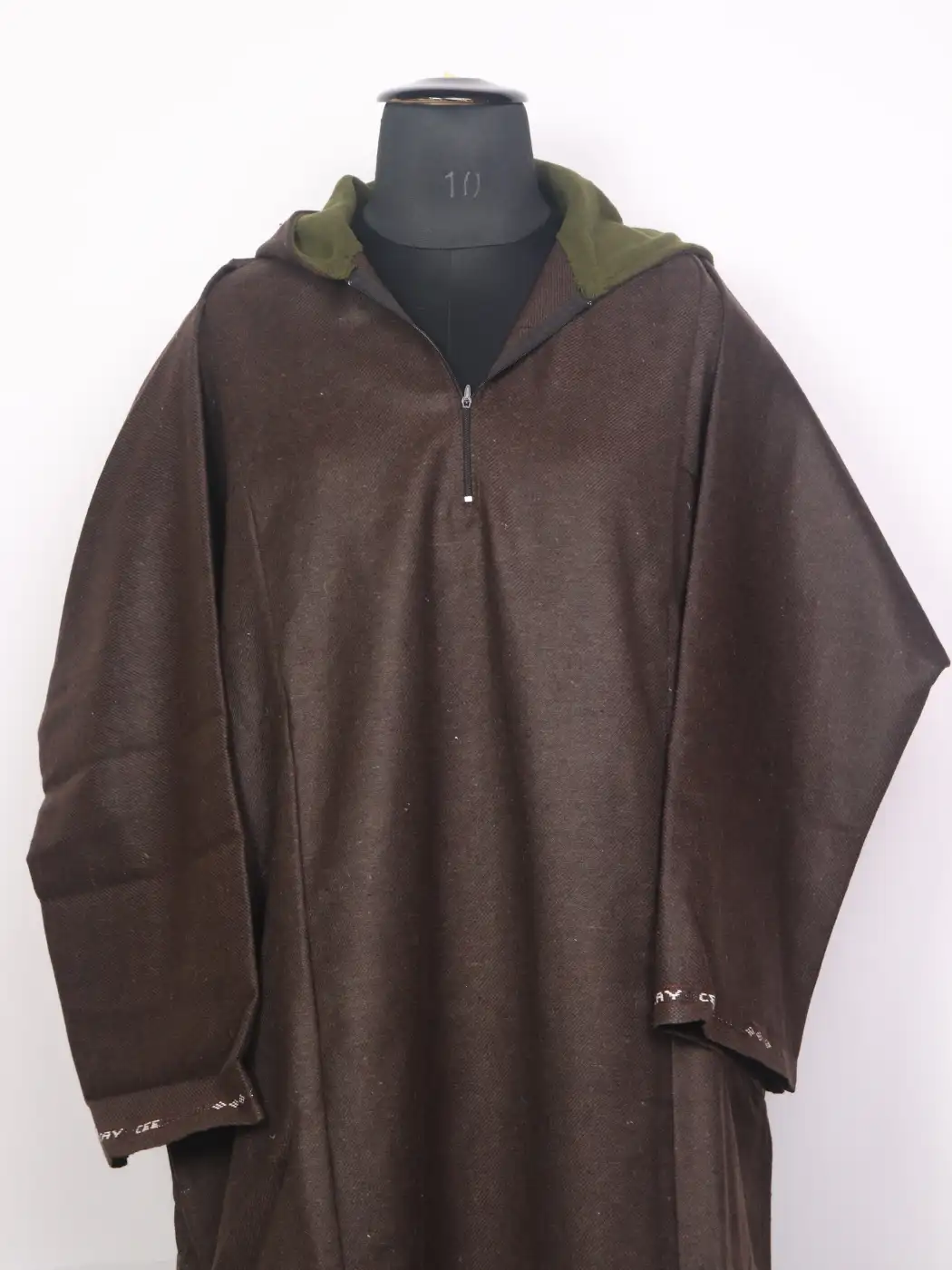 Kashmiri Raees Brown Tweed Hooded Pheran for Men - Image 2