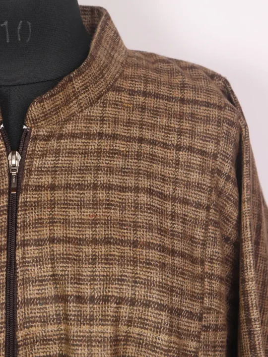 Kashmiri Classic Front-Zip Tweed Pheran for Men Firoz Brown - Image 3