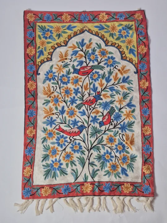 Handmade Kashmiri Wall Hanging In Silk Thread Chain Stitch |Tree Of Life | Aatish| 3*2ft