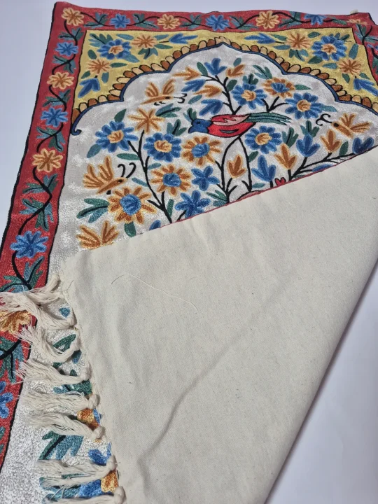 Wall Hanging In Kashmiri Silk Thread Chain Stitch |Handmade Tree Of Life | Aatish| 3*2ft - Image 3