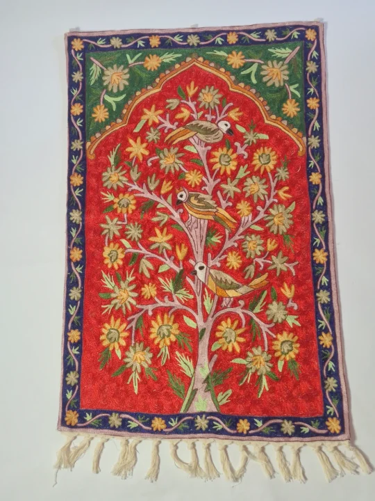 Kashmiri Wall Hanging Handmade In Silk Thread Chain Stitch |Tree Of Life | Gulbahaar | 3*2ft