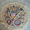 Kashmiri Wool Namda Round Accent Rug with Nesting Floral Forms and Jewel-Tone Foliage – 3x3 Feet