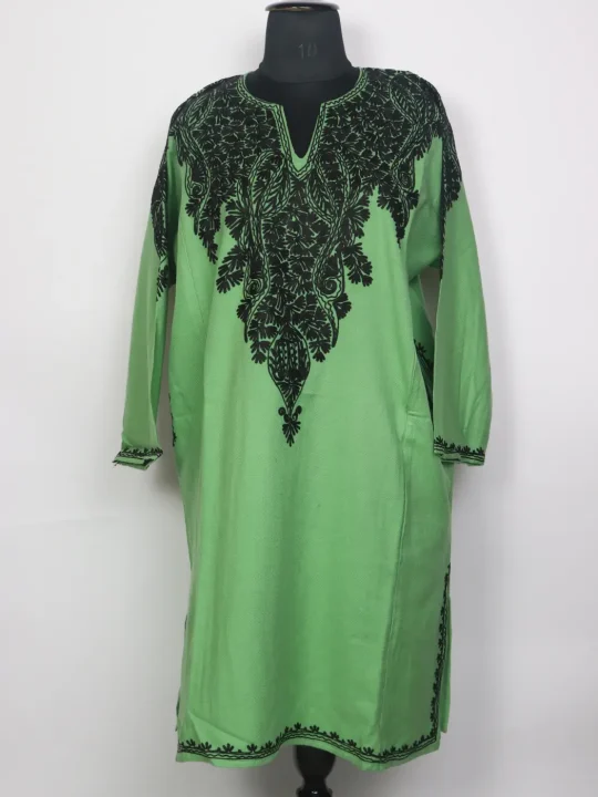 Kashmiri Gulmarg Cashmilon Pheran for Women with Front Back Aari Embroidery