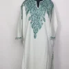 Hoor Kashmiri White Cashmilon Pheran for Women with Front Back Aari Kadhai
