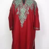 Kashmiri Maroon Cashmilon Pheran for Women with Front Back Aari Embroidery Syeda