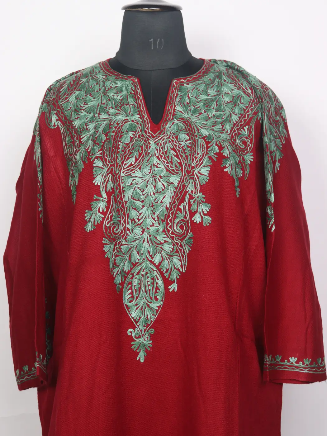 Kashmiri Maroon Cashmilon Pheran for Women with Front Back Aari Embroidery Syeda - Image 2