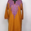 Kashmiri Cashmilon Mustard Pheran for Women Aamina with Front Back Aari Kadhai