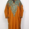 Yellow Kashmiri Cashmilon Pheran for Women with Back Aari Embroidery Bisma