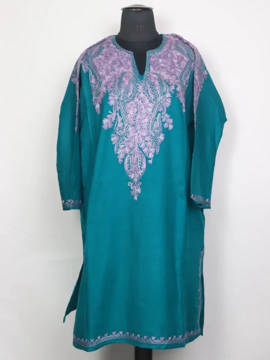 Kashmiri Cashmilon Pheran for Women Samander with Front Back Aari Kadhai