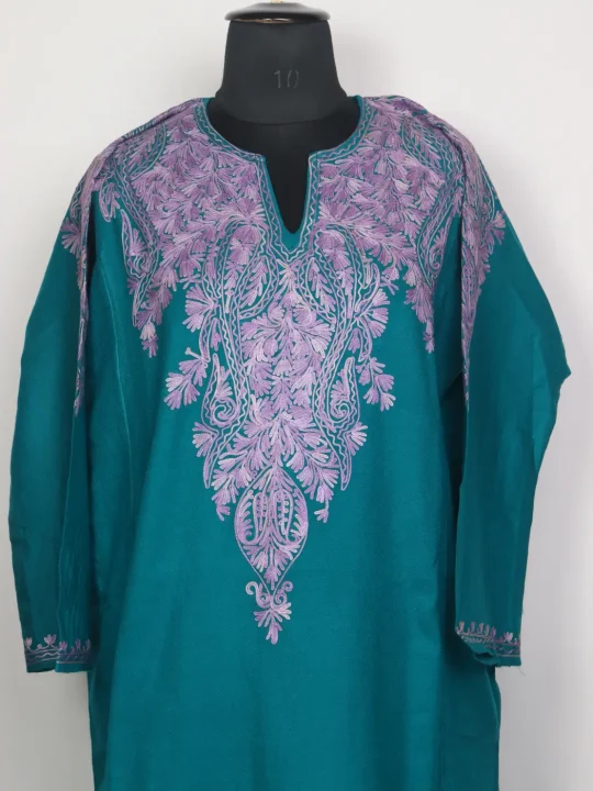 Kashmiri Cashmilon Pheran for Women Samander with Front Back Aari Kadhai - Image 2