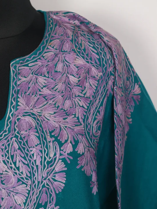 Kashmiri Cashmilon Pheran for Women Samander with Front Back Aari Kadhai - Image 3