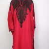 Kashmiri Pink Cashmilon Pheran for Women with Black Front Back Aari Embroidery Sheeraz