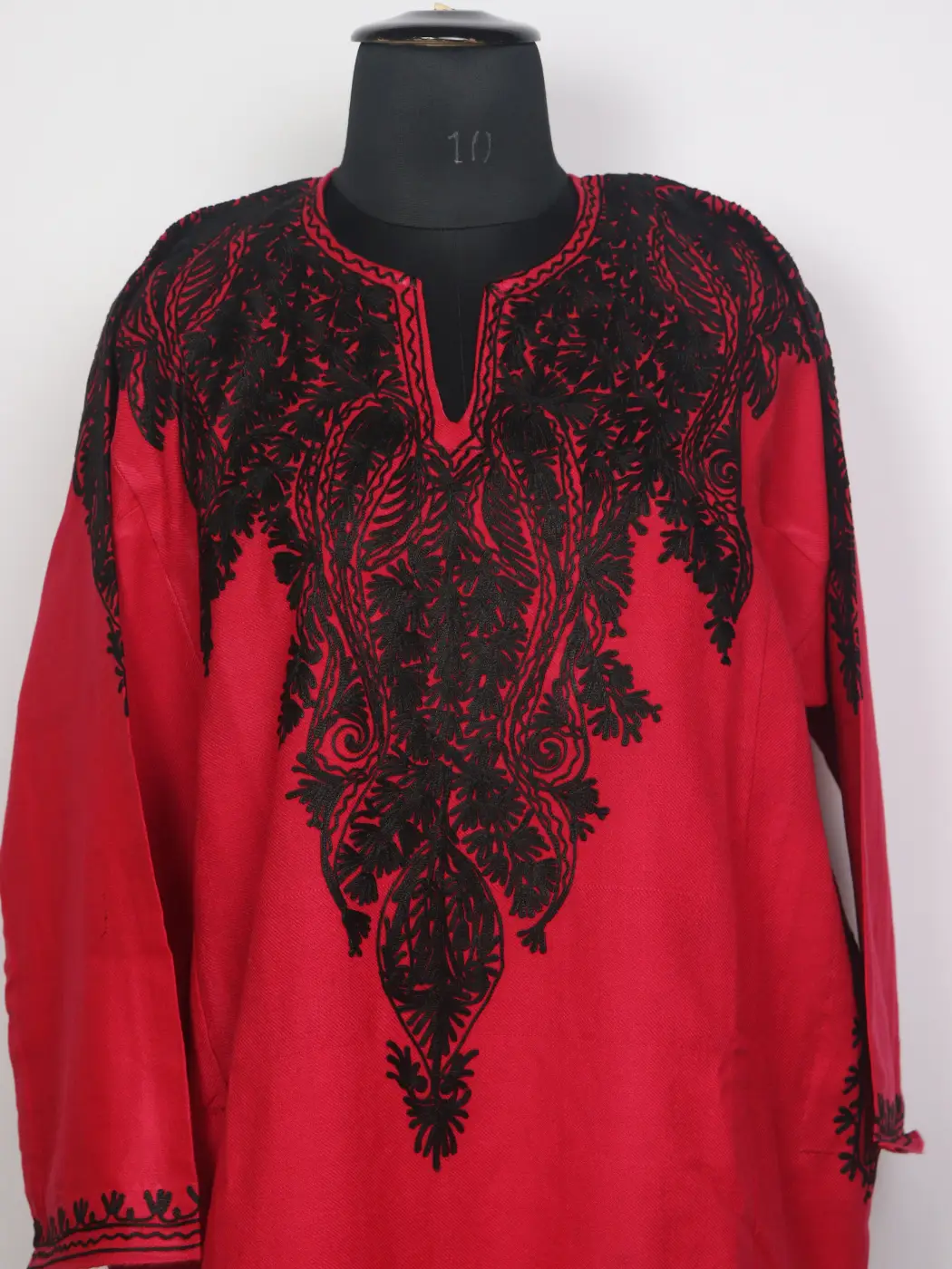 Kashmiri Pink Cashmilon Pheran for Women with Black Front Back Aari Embroidery Sheeraz - Image 2