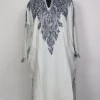 Kashmiri Dilara White Cashmilon Pheran for Women with Front Back Aari Embroidery
