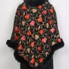 Kashmiri Fur Poncho for Women | Noori Black Floral Aari Work