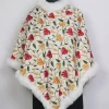 Kashmiri Fur Poncho for Women | Shabnam White Chinar Aari Work