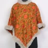 Gulshana Kashmiri Mustard Fur Poncho for Women With Aari Kadhai