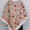 White Kashmiri Khatoon Fur Poncho for Women With Aari Embroidery