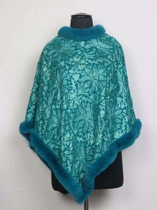 Kashmiri Fur Poncho for Women Aleza With Aari Kaam