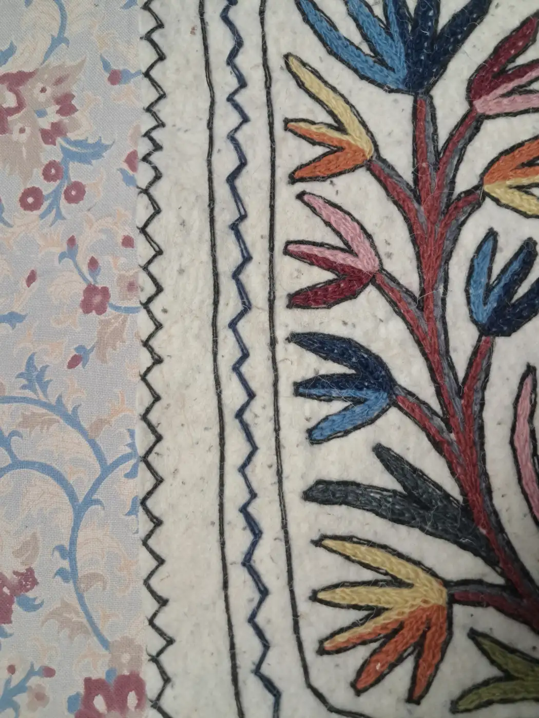 Bulbul Kashmiri 2-Ft Square Handmade Namda Rug With Embroidery - Image 3
