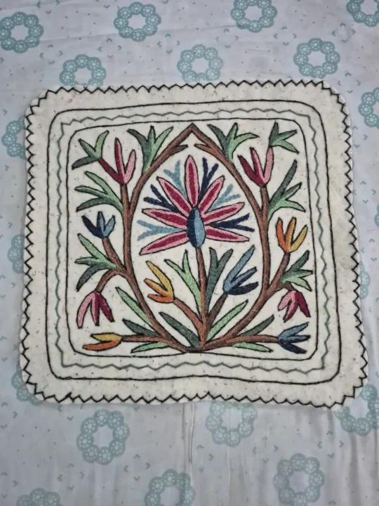 Kashmiri 2-Ft Noorbagh Square Handmade Namda Rug With Embroidery