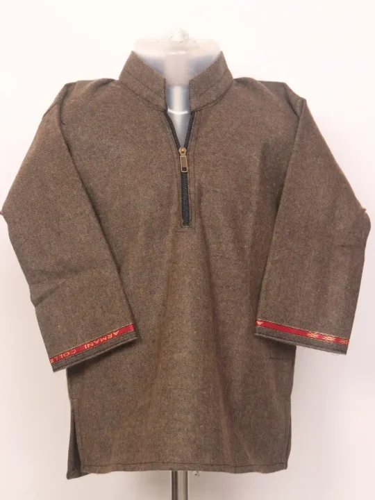 Kashmiri Shams Pattu Tweed Brown Pheran for Boys