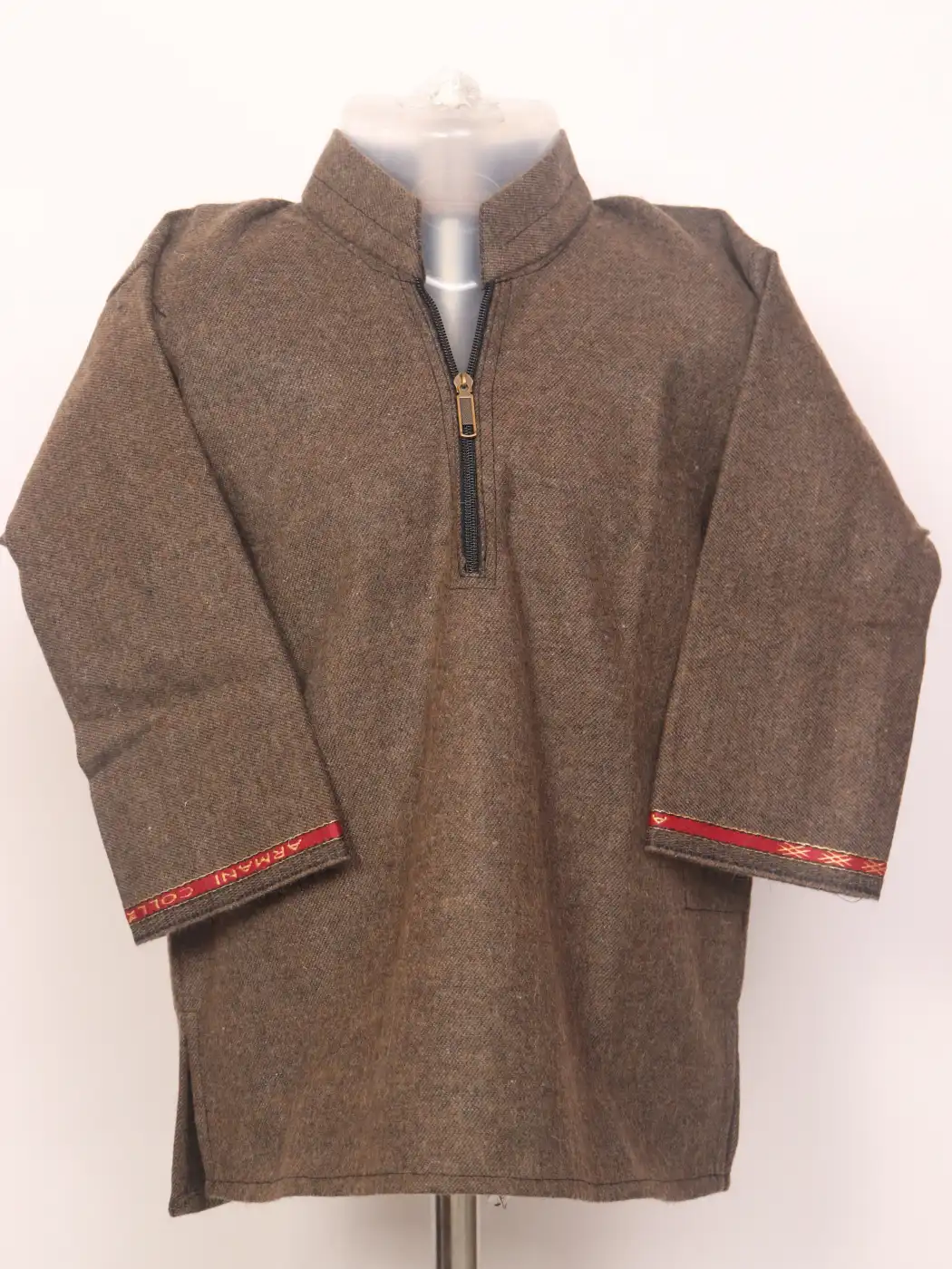 Kashmiri Shams Pattu Tweed Brown Pheran for Boys