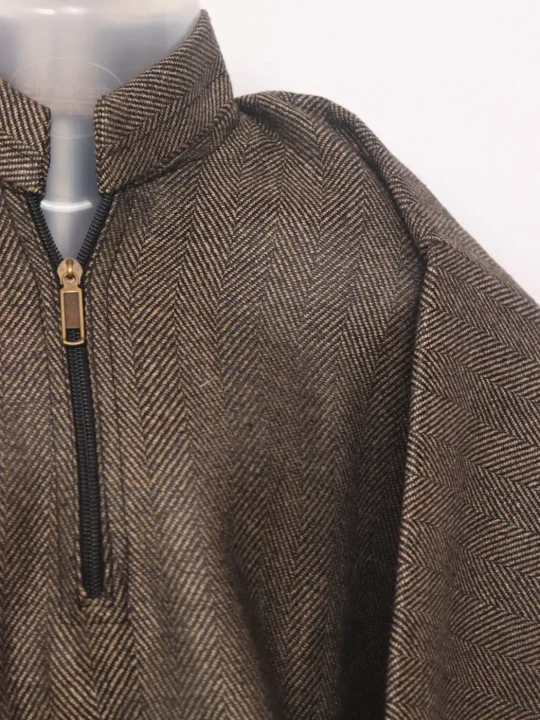Hashim Kashmiri Pattu Tweed Dark Brown Pheran for Boys - Image 2