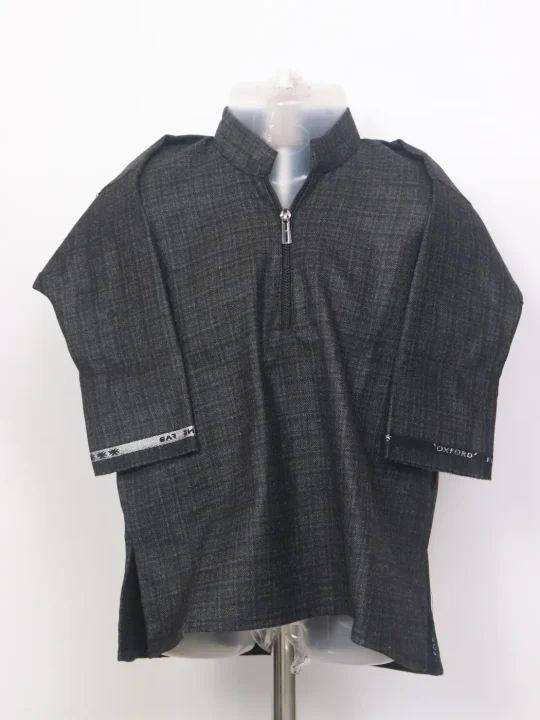 Charcoal Anzar Kashmiri Pattu Tweed Pheran for Boys