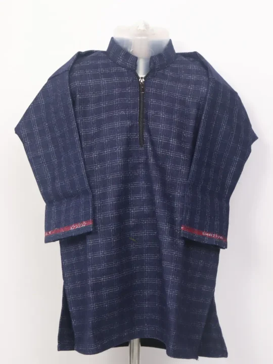 Navy Blue Kashmiri Pattu Tweed Pheran for Boys Aasim