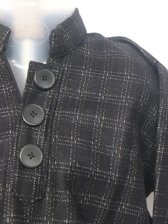 Kashmiri Black Checked Pattu Tweed Sheershaa Pheran for Boys - Image 2