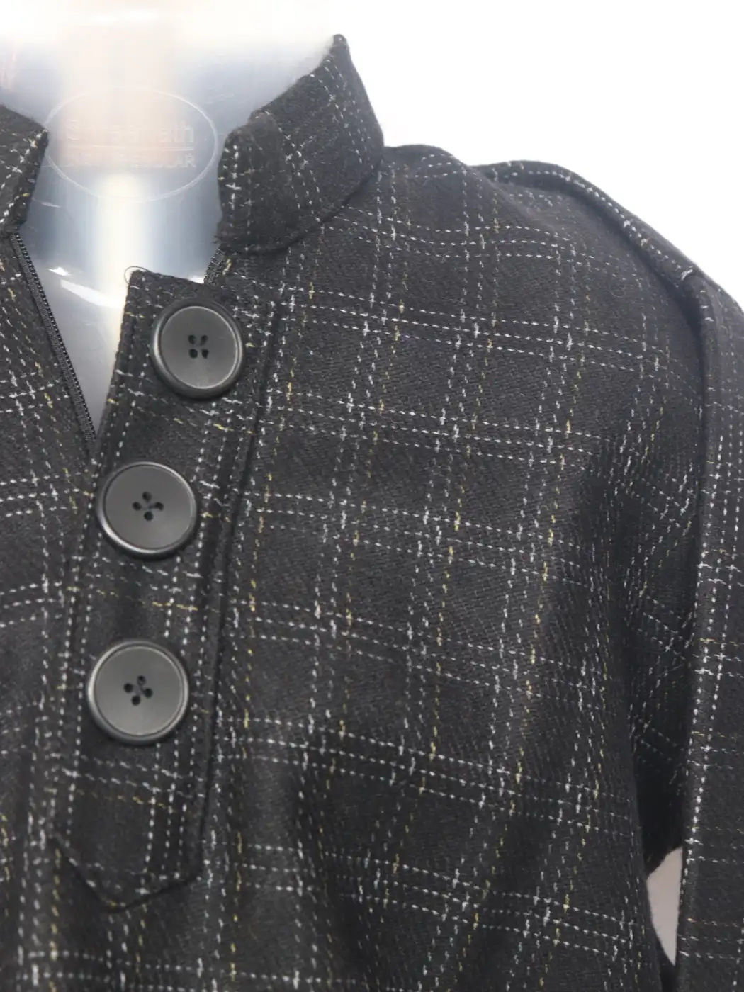 Kashmiri Black Checked Pattu Tweed Sheershaa Pheran for Boys - Image 2