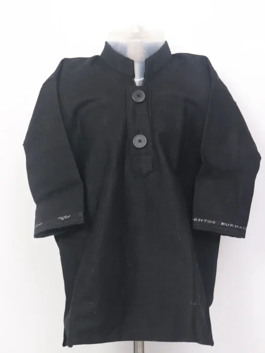 Nazim Kashmiri Solid Black Pattu Tweed Pheran for Boys