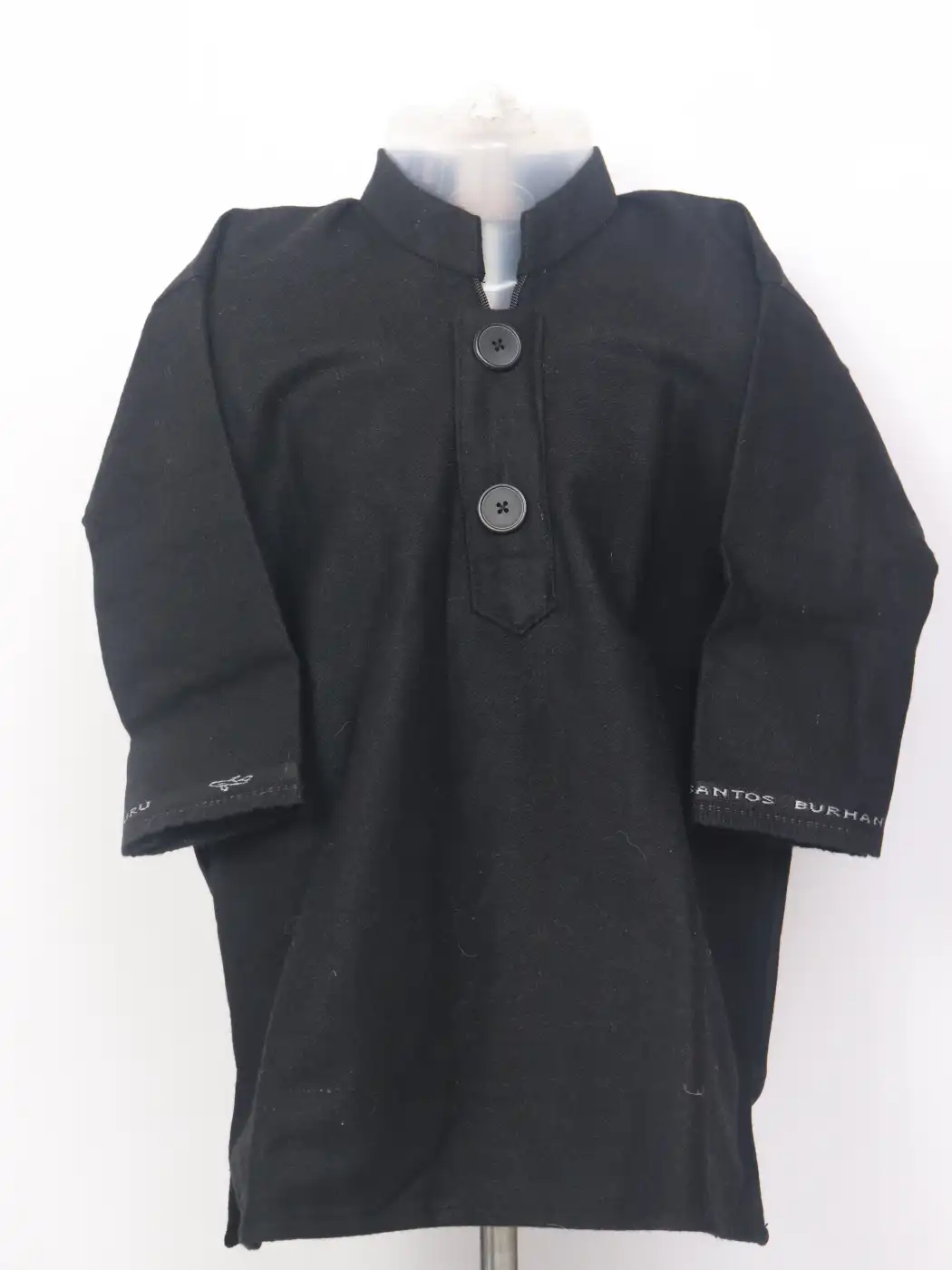 Nazim Kashmiri Solid Black Pattu Tweed Pheran for Boys