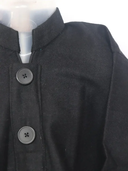 Nazim Kashmiri Solid Black Pattu Tweed Pheran for Boys - Image 2