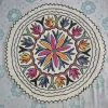 Habib Kashmiri 2-ft Handmade Round Namda Rug With Embroidery