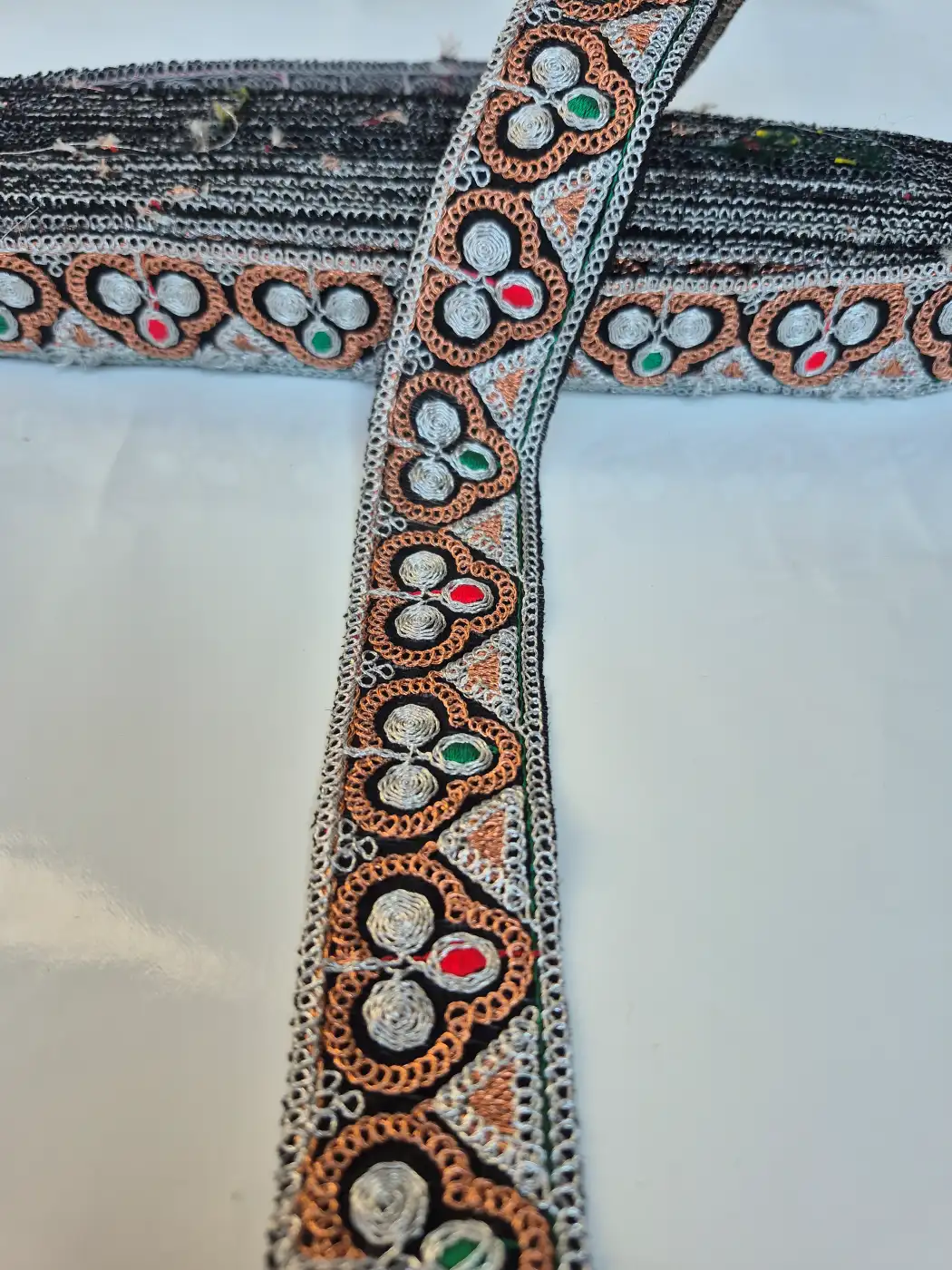 Kashmiri Tilla Work Lace | Dilkash Multicolour Embroidery Lace for Pheran & Kurti - Image 3