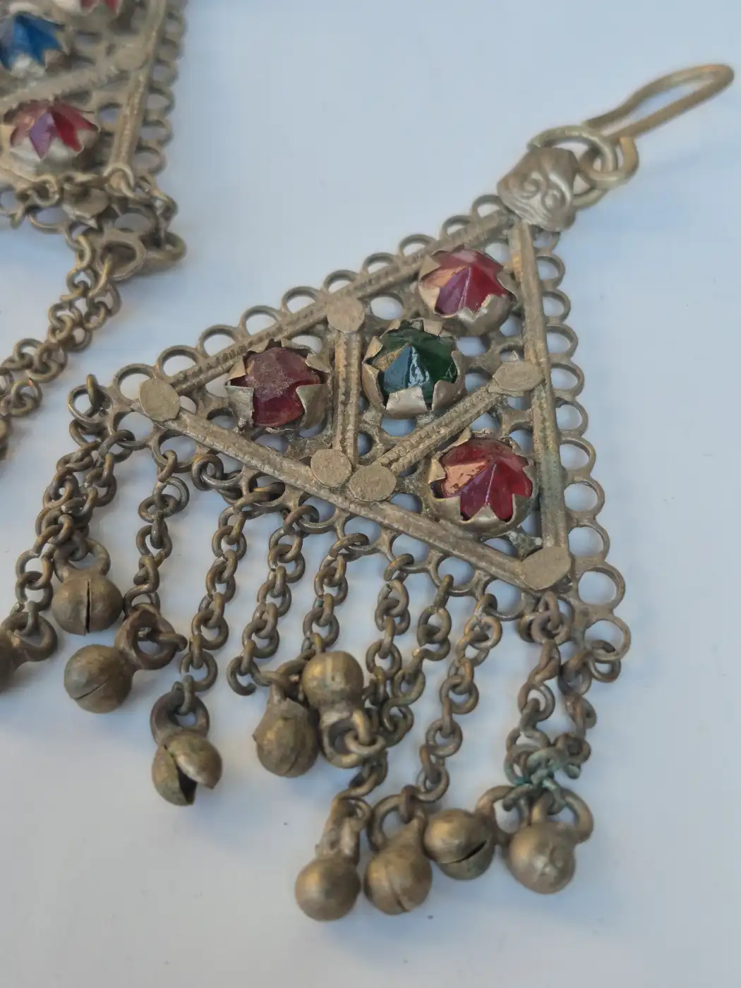 Kashmiri Vintage Naqashi Earrings – Traditional Handmade Antique Jhumka - Image 2