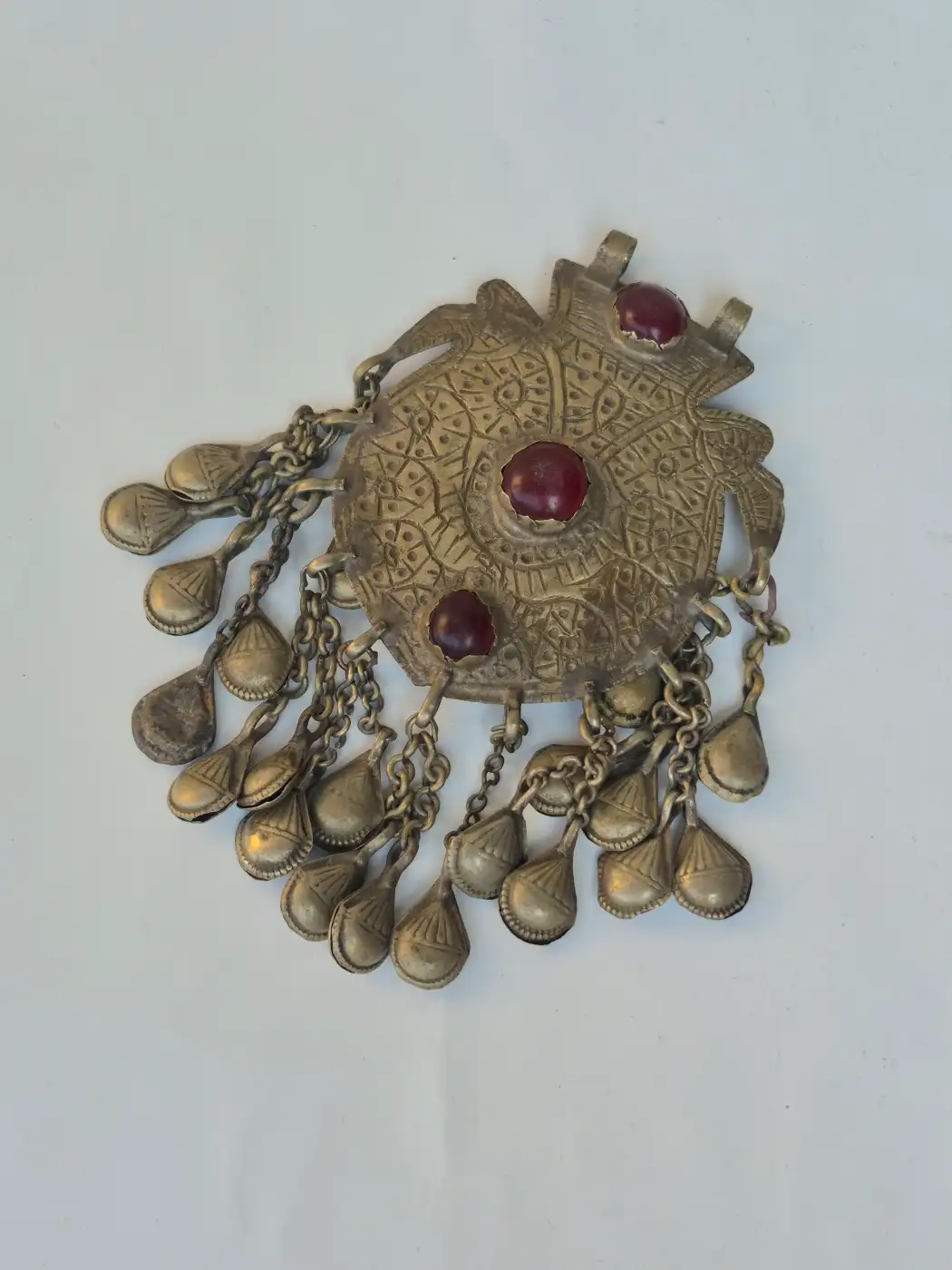 Kashmiri Vintage Jalwah Traditional Handmade Antique Red Stone Pendant