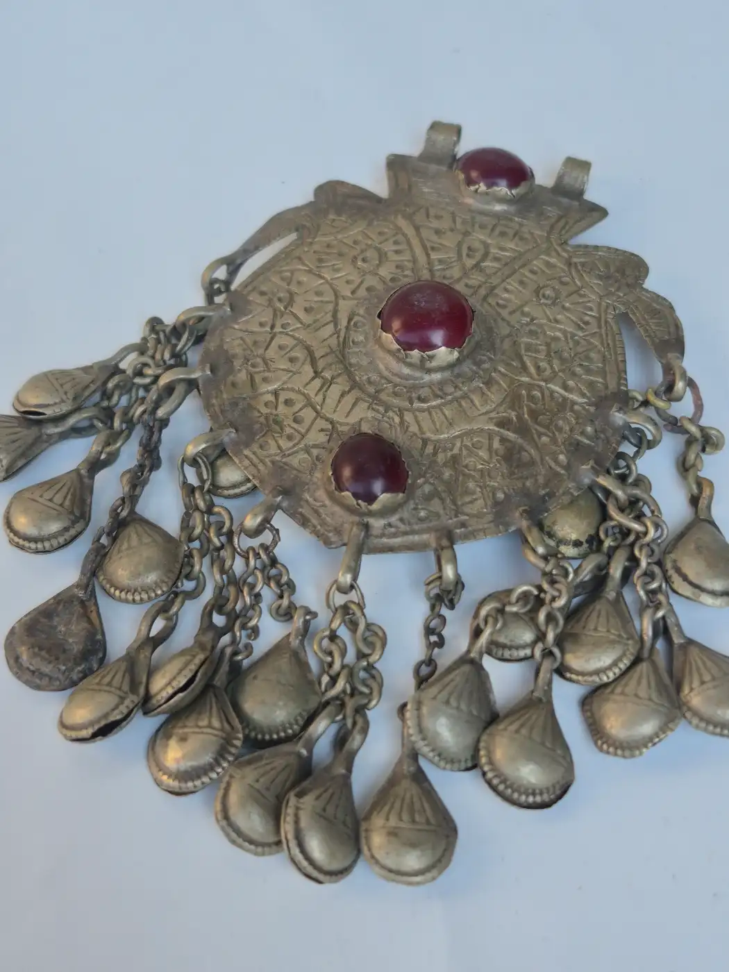 Kashmiri Vintage Jalwah Traditional Handmade Antique Red Stone Pendant - Image 2