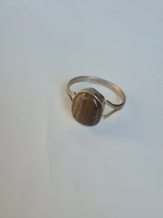Kashmiri Vintage Sitara Ring – Traditional Handmade Antique Brown Stone Jewellery