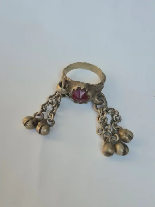 Kashmiri Vintage Mehr Traditional Handmade Antique Red Stone Ring