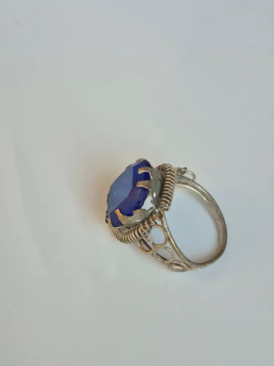 Zeba Kashmiri Vintage Ring – Traditional Handmade Antique Blue Stone Jewellery - Image 2