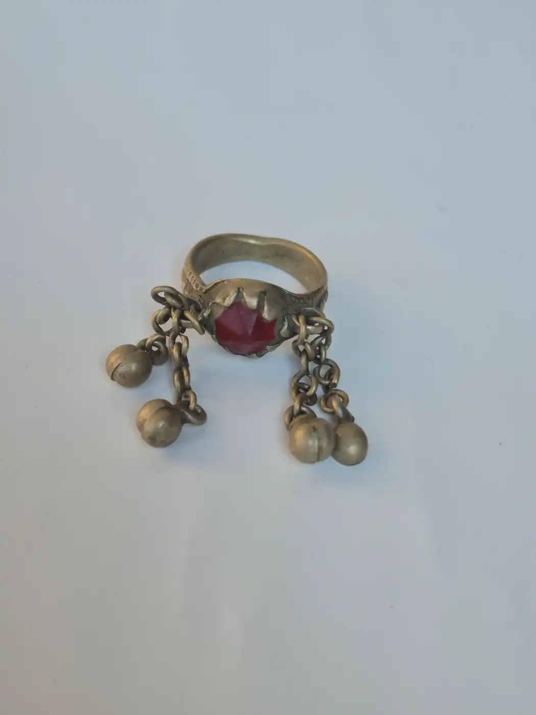 Kashmiri Vintage Ring Meher– Traditional Handmade Red Stone Jewellery