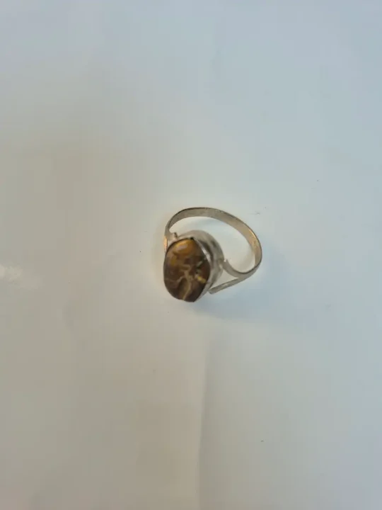 Kashmiri Vintage Aab Ring – Traditional Handmade Antique Brown Stone Jewellery