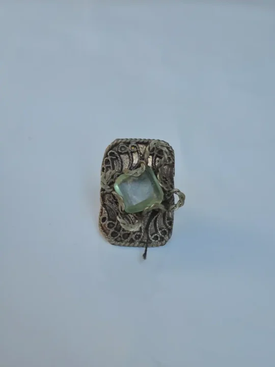 Kashmiri Vintage Ring – Hunar Traditional Handmade Antique Green Stone Jewellery
