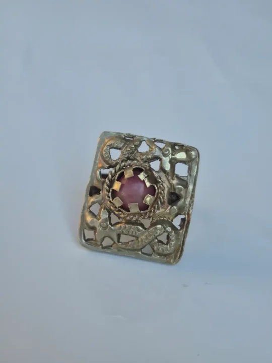 Kashmiri Meher Vintage Ring – Traditional Handmade Antique Red Stone Jewellery