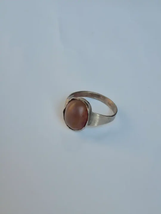 Kashmiri Vintage Salema Ring – Traditional Handmade Brown Stone Jewellery