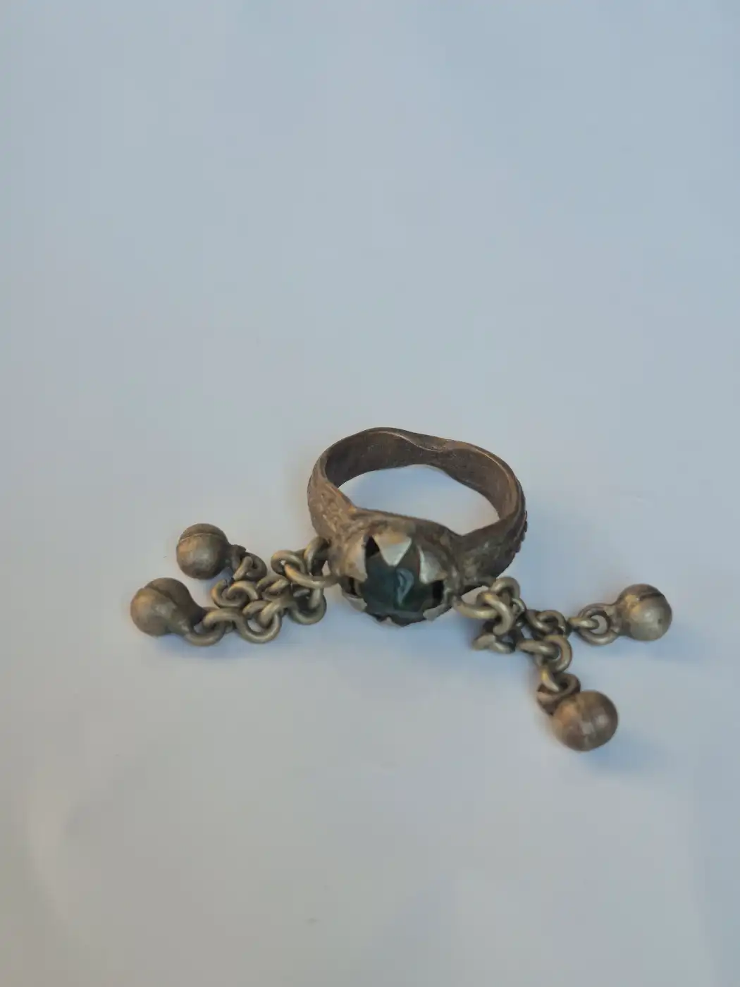 Rangeen Kashmiri Vintage Traditional Antique Green Stone Ring