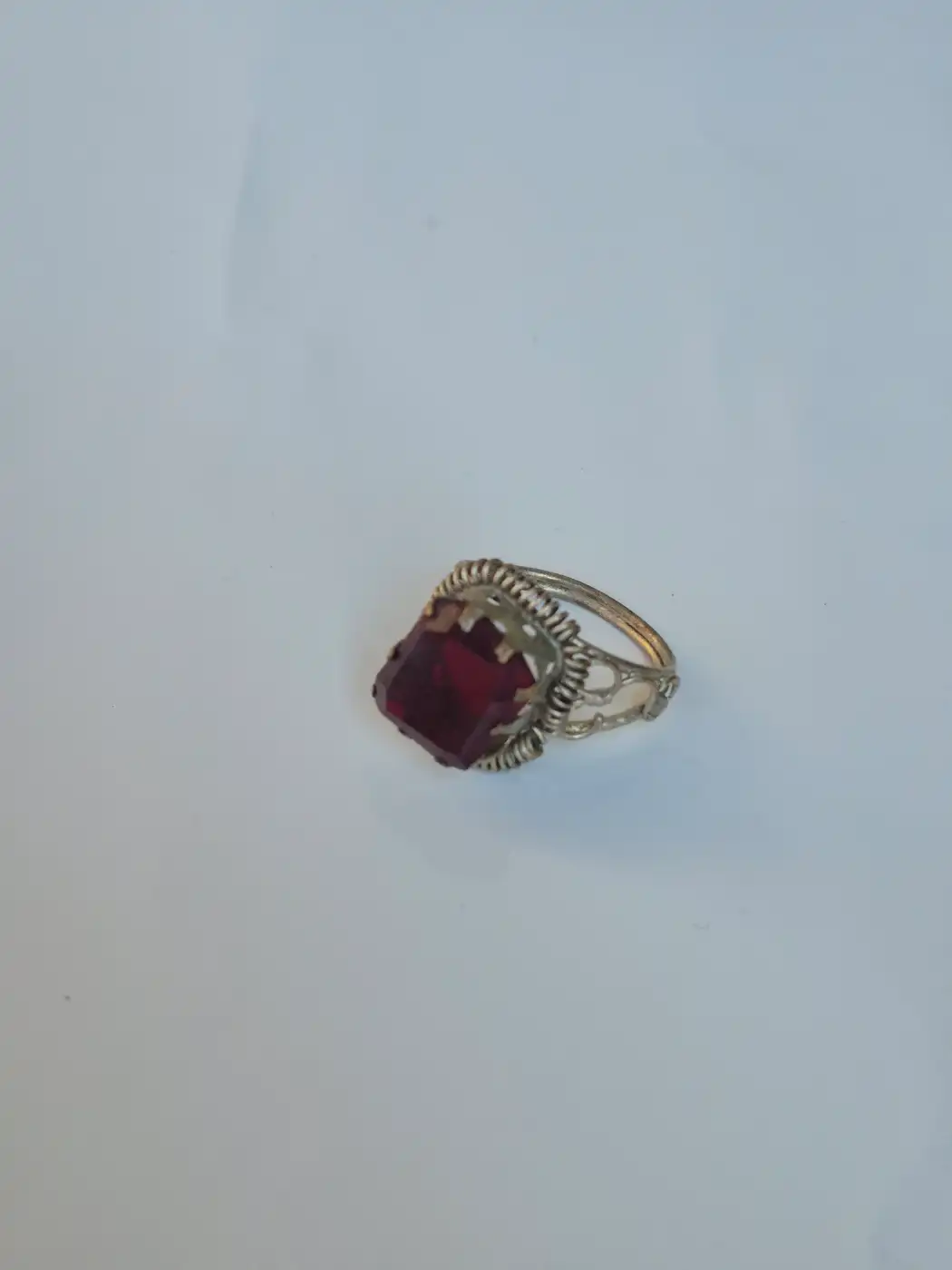 Kashmiri Vintage Dilshada Handmade Antique Red Stone Ring